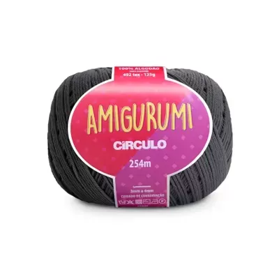 Novelo preto de fio Amigurumi Círculo com rótulo rosa e roxo