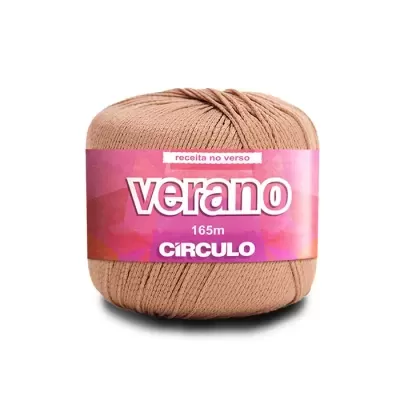 Bola de fio bege com etiqueta rosa Verano CIRCULO