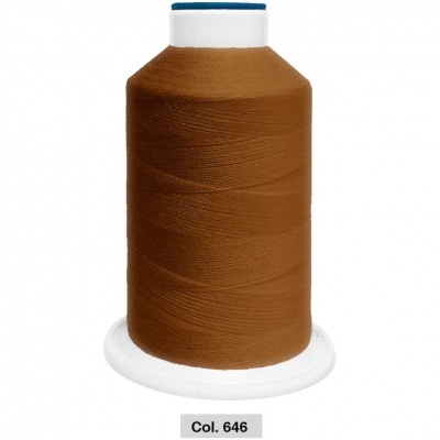 Rolo grande de linha de costura marrom com base branca