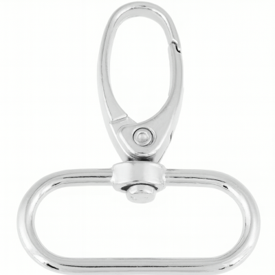 Fecho mosquetão metálico prateado com argola oval