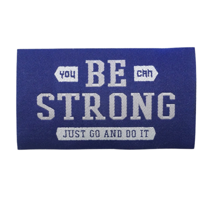 Carteira azul com texto motivacional impresso branco