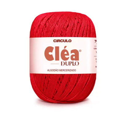 Novelo de fio vermelho Cléa Duplo em algodão mercerizado da marca Círculo