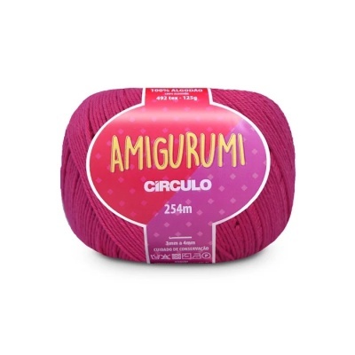 Novelo de fio rosa escuro Amigurumi Círculo 254m 125g algodão