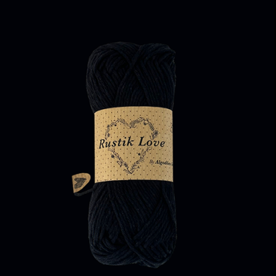 Ovillo de fio preto com etiqueta bege Rustik Love