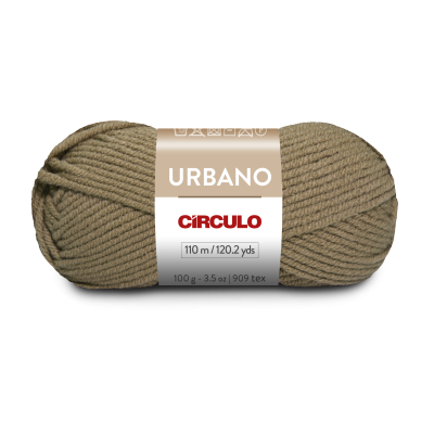 Novelo de fio bege marca Círculo com etiqueta URBANO