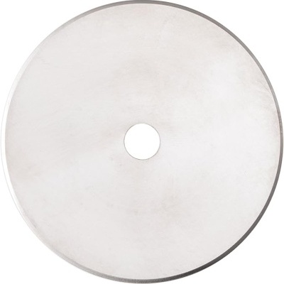 Lâmina circular metálica prateada com orifício central