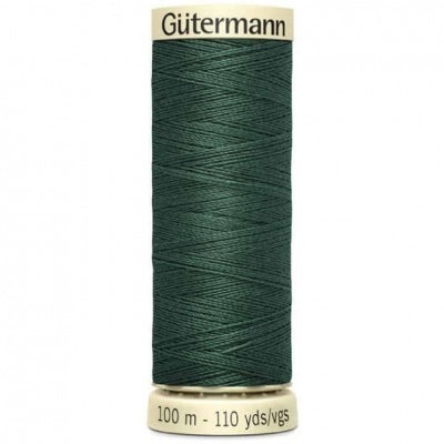 Rolo de linha de coser Gütermann verde escura com etiquetas