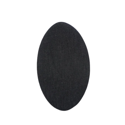 Remendo oval de tecido preto com textura