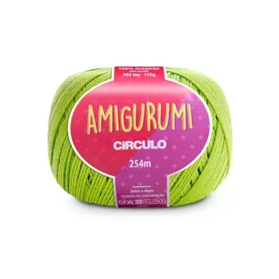 Novelo de fio de algodão verde limão com etiqueta cor-de-rosa Amigurumi Circulo