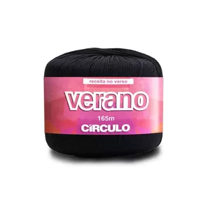 Novelo de fio preto Verano da Círculo com etiqueta rosa