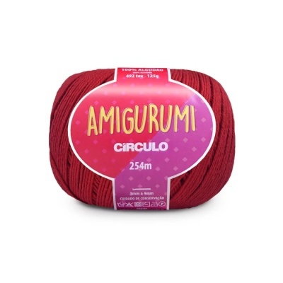 Novelo de fio vermelho para amigurumi da marca Círculo com 254 metros