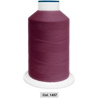 Carretel de linha vinho com base branca e texto Col. 1457