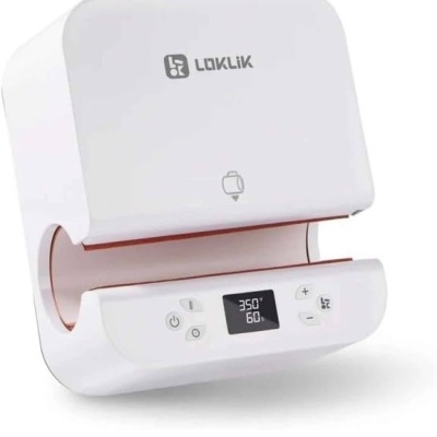 Máquina branca com display digital e botões da marca LOKLIK