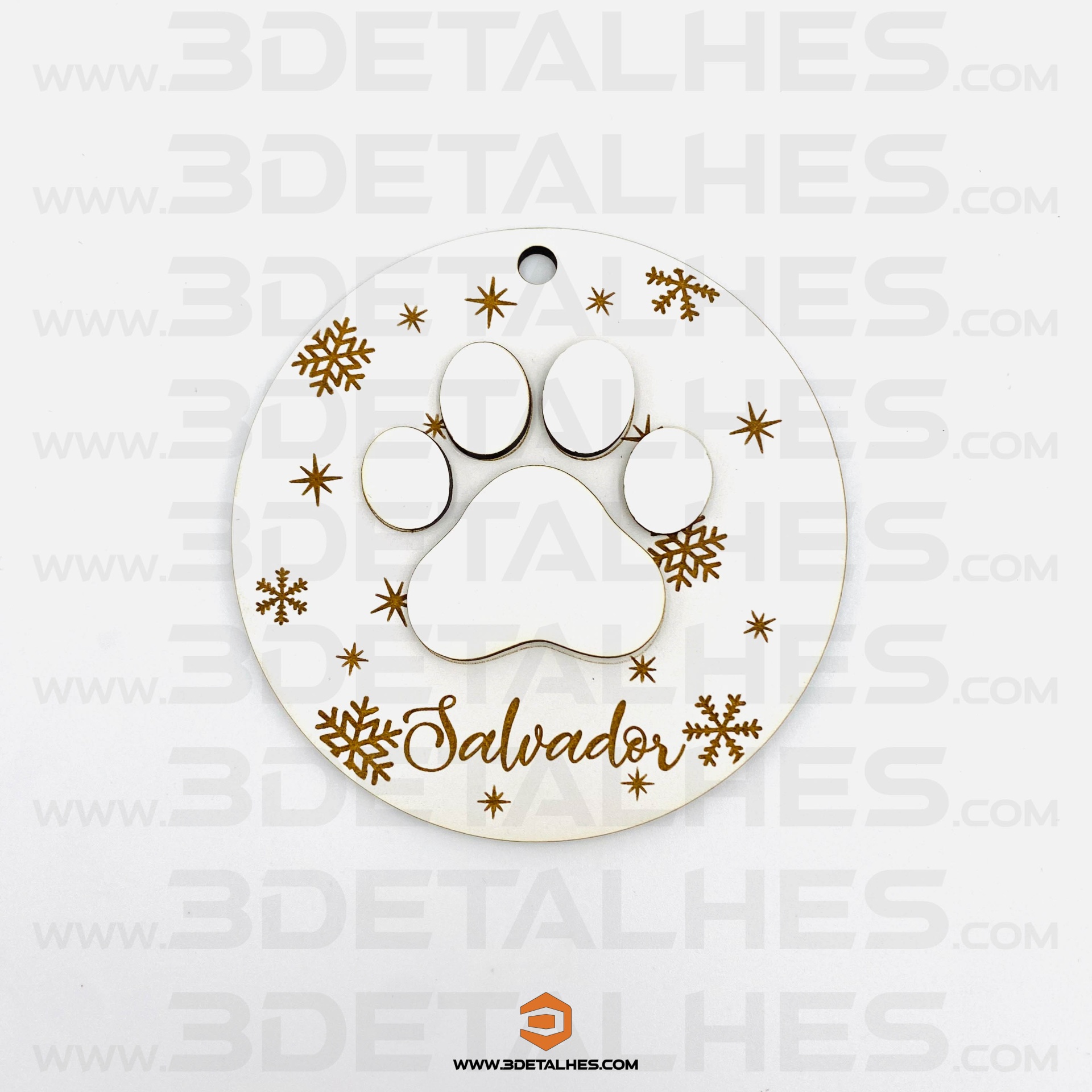 Bola de Natal com Patinha e Nome