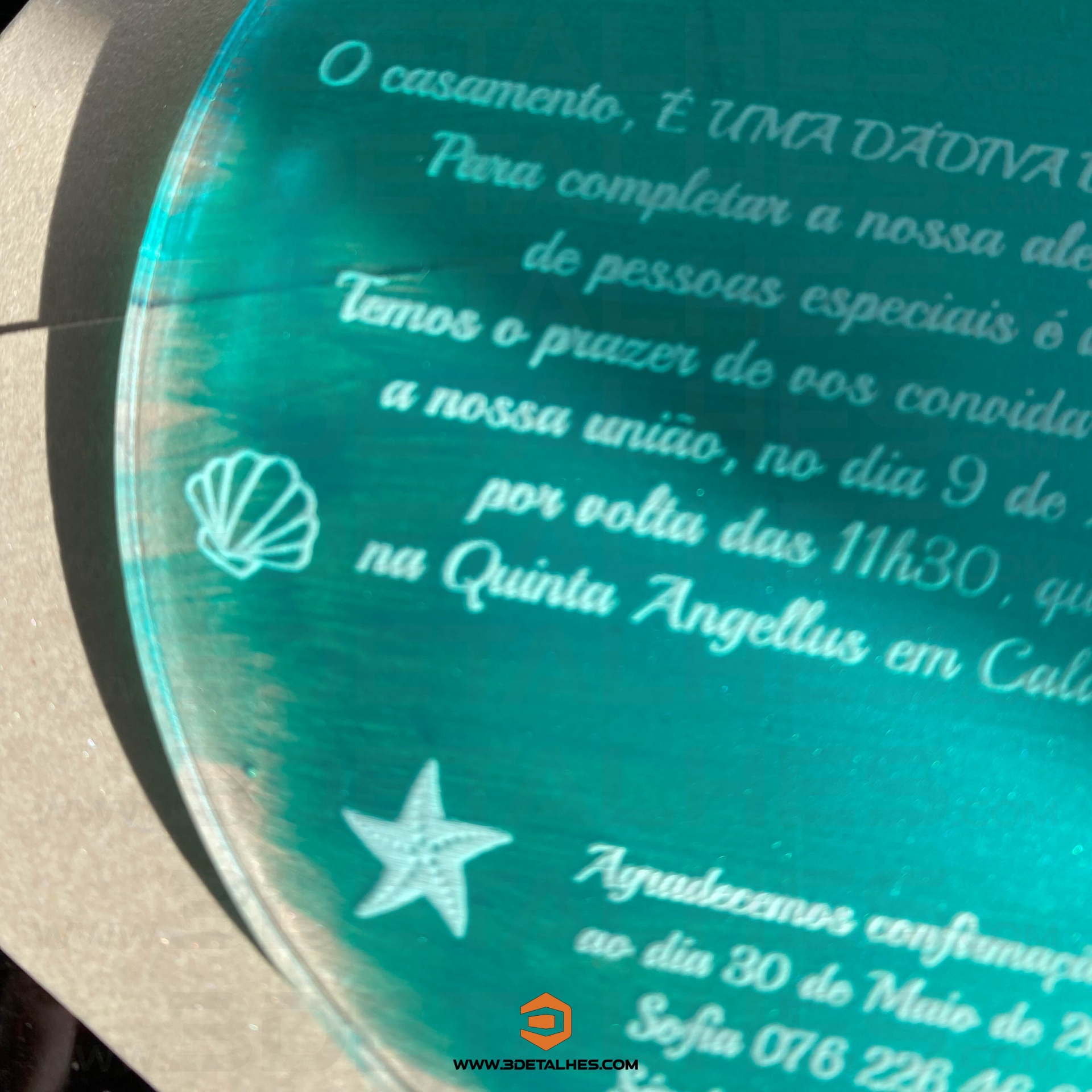 Convite Circular em Acrílico