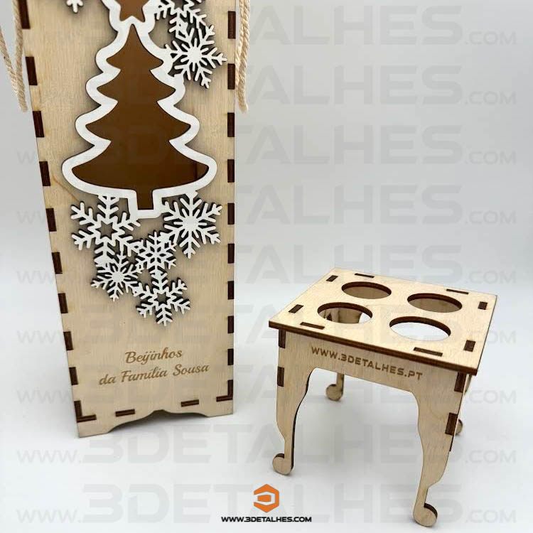 Caixa para Garrafa de Vinho - Natal