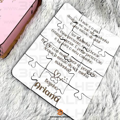 Convite Padrinhos - Puzzle com caixa