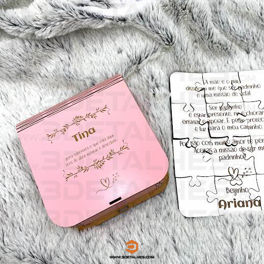 Convite Padrinhos - Puzzle com caixa