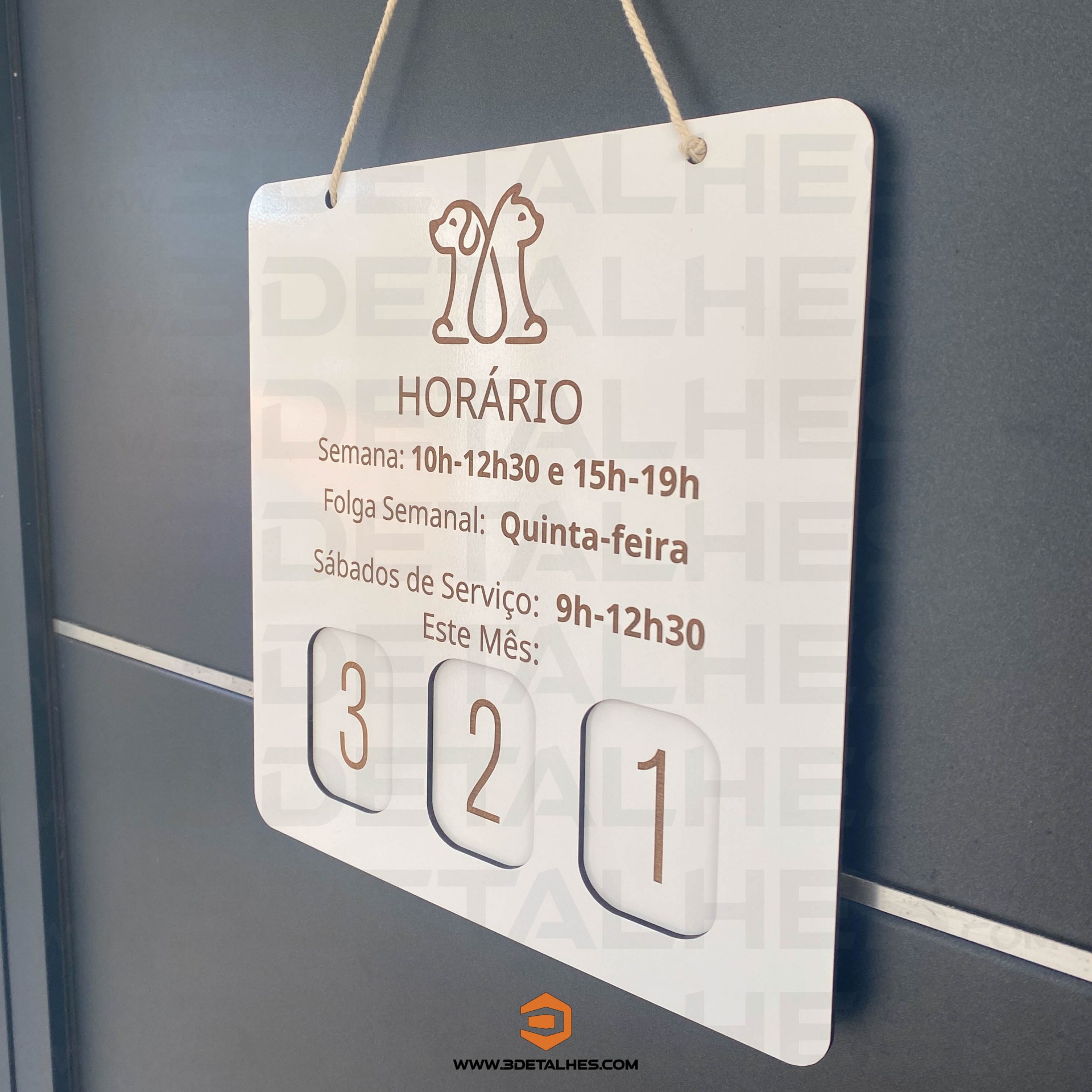 Placa de Horário - Modelo 1