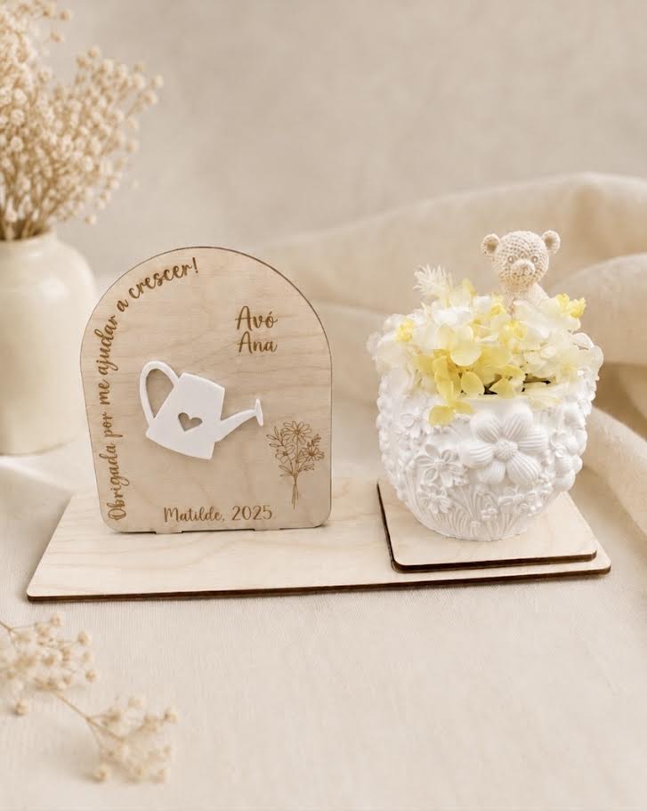 Conjunto Vaso e Urso em Gesso Perfumado