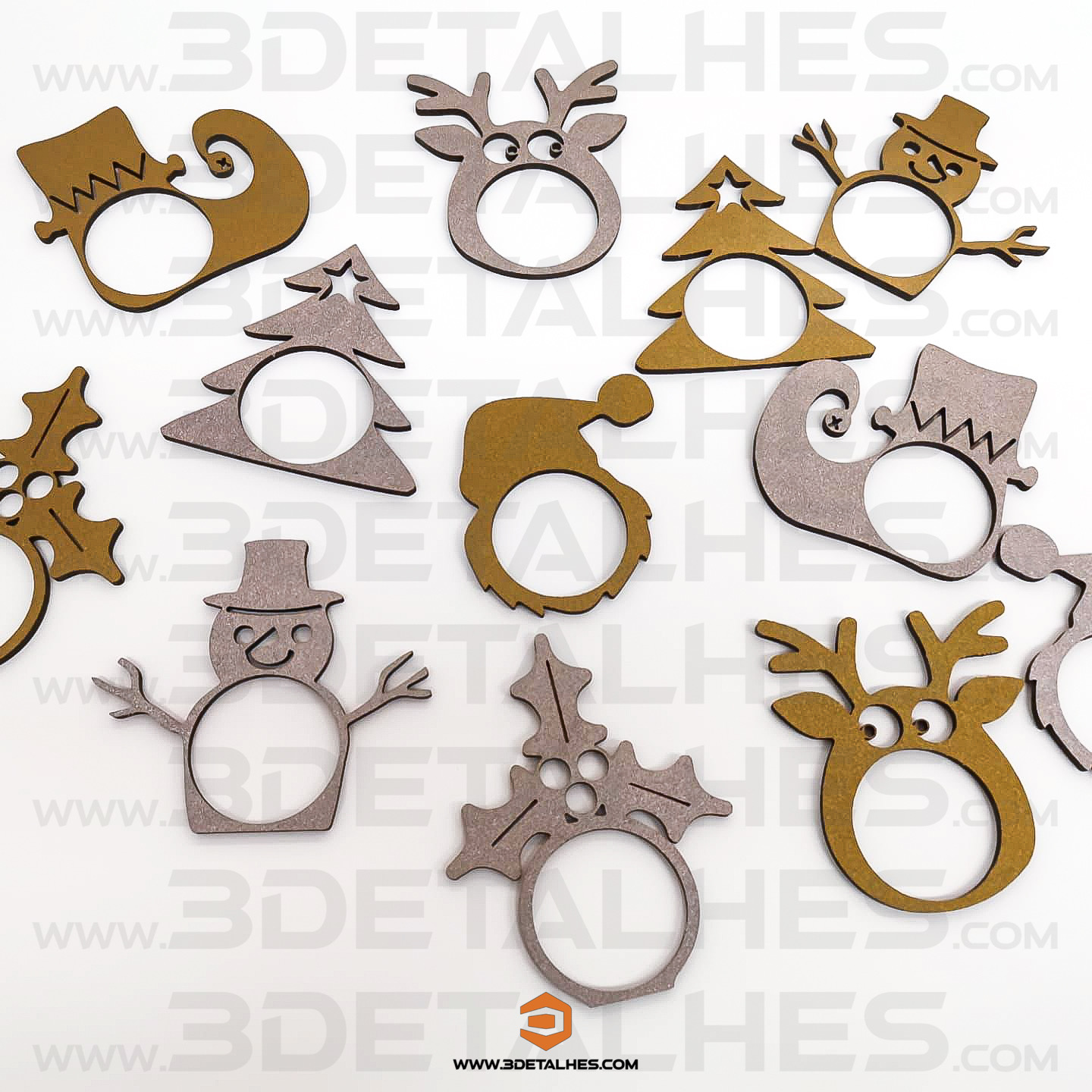 Conjunto Argolas para Guardanapos - Natal