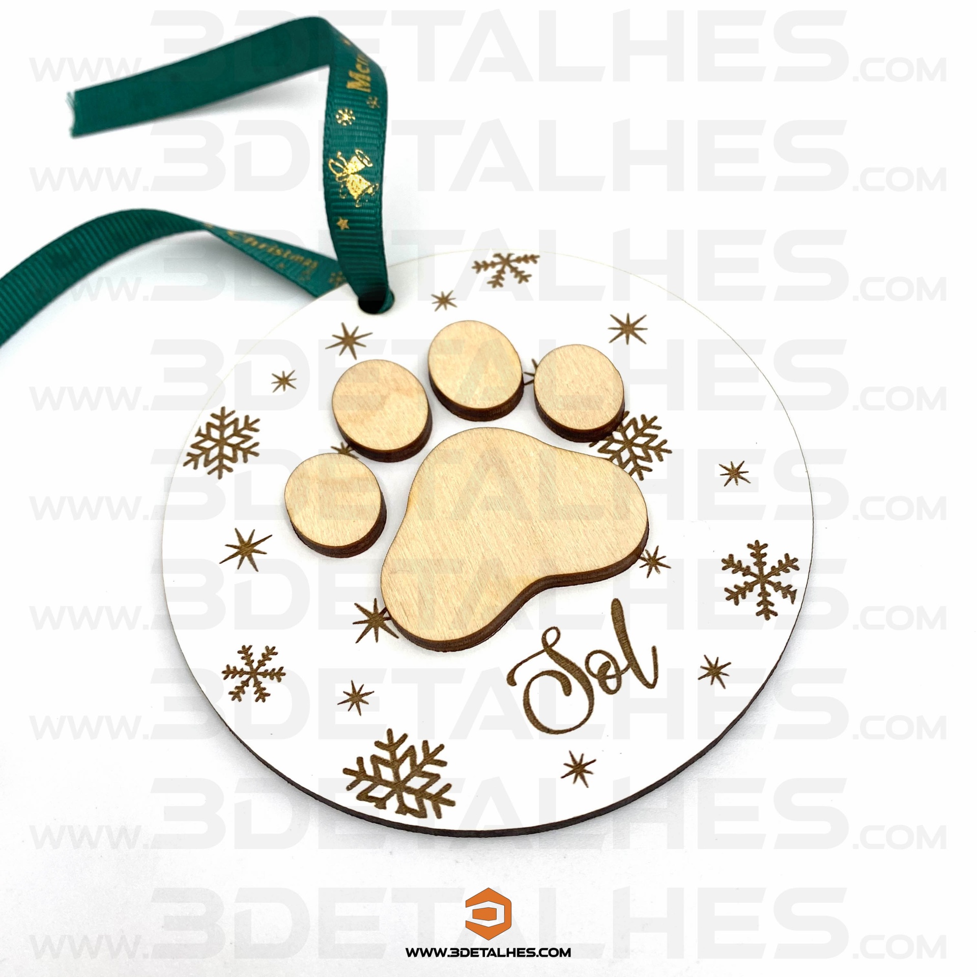 Bola de Natal com Patinha e Nome