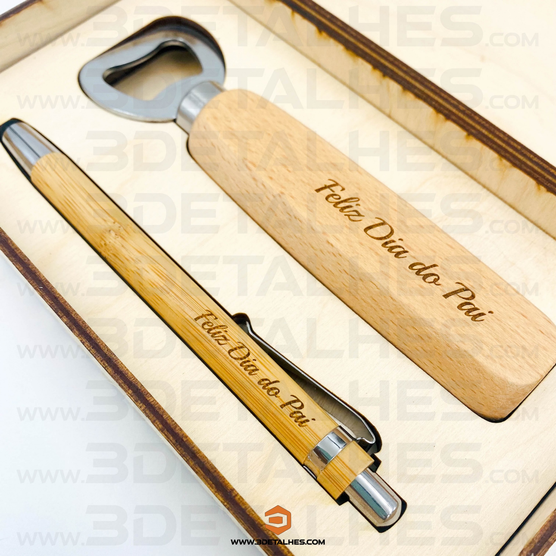 Conjunto Caneta e Descapsulador em Bambu