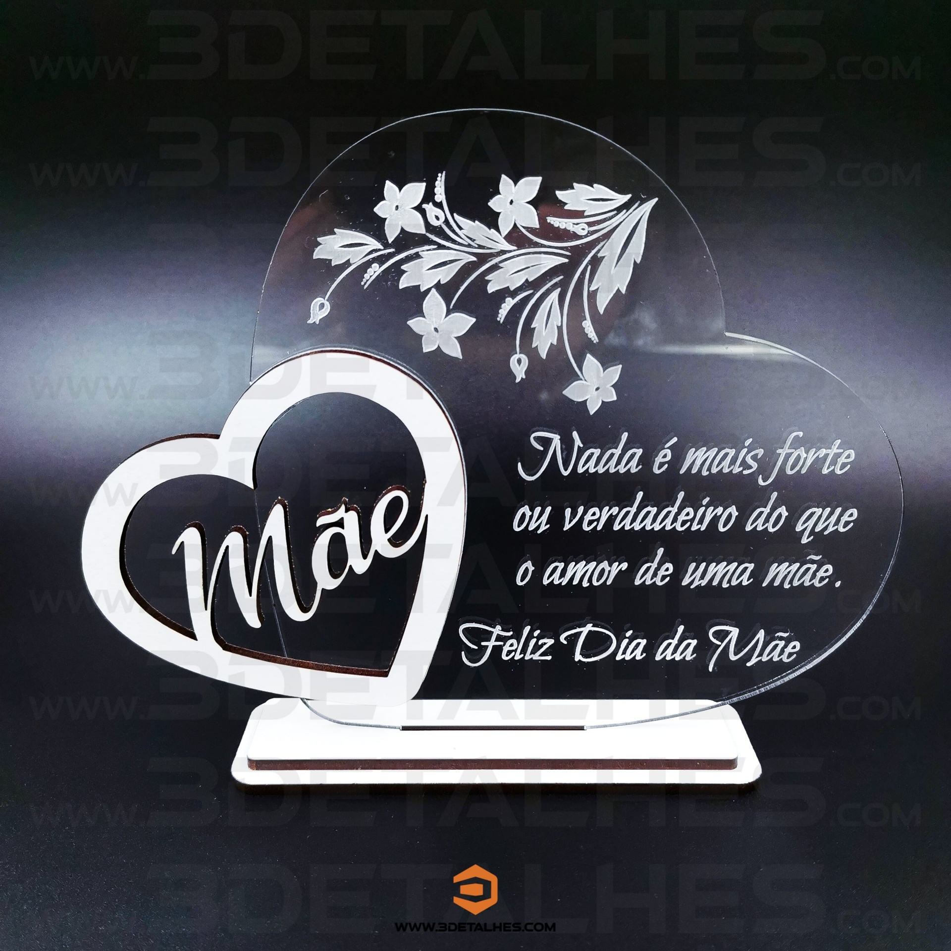 Coração em Acrílico - Mãe