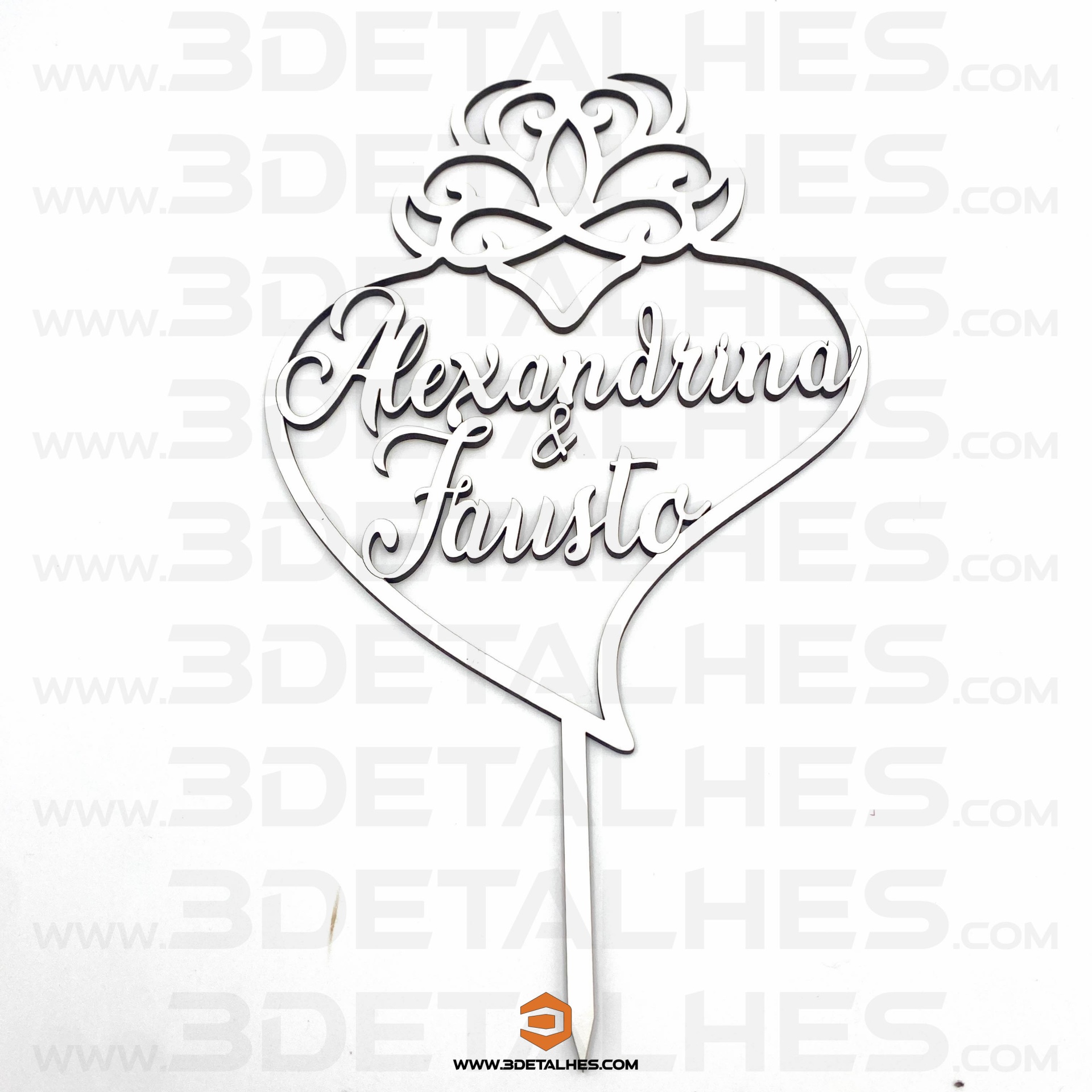 Topo de Bolo - Coração de Viana