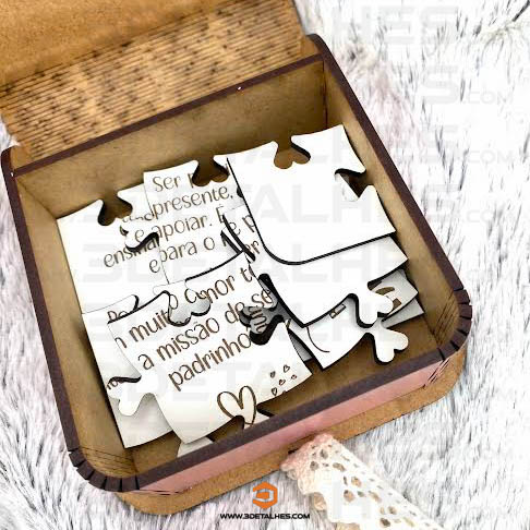 Convite Padrinhos - Puzzle com caixa