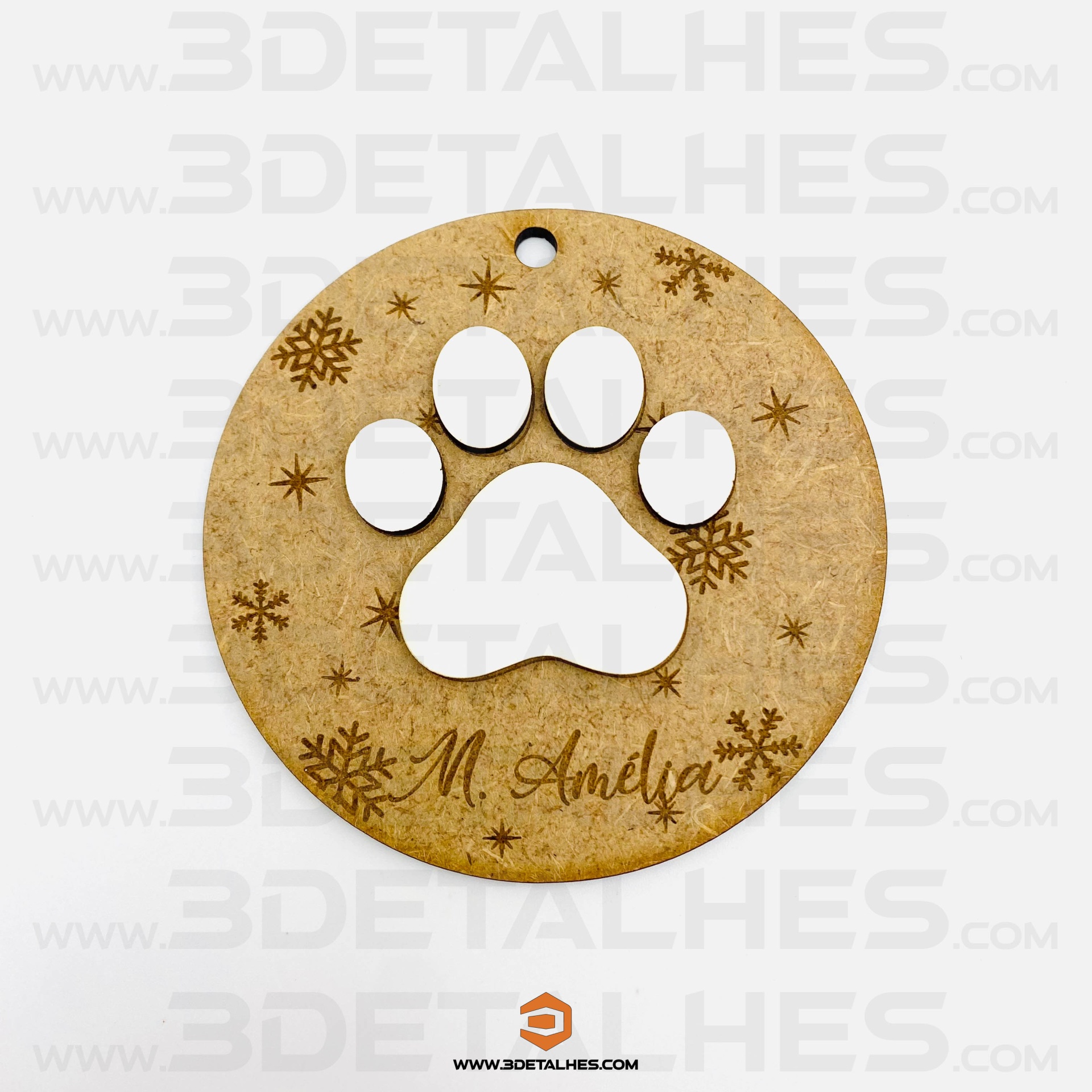 Bola de Natal com Patinha e Nome