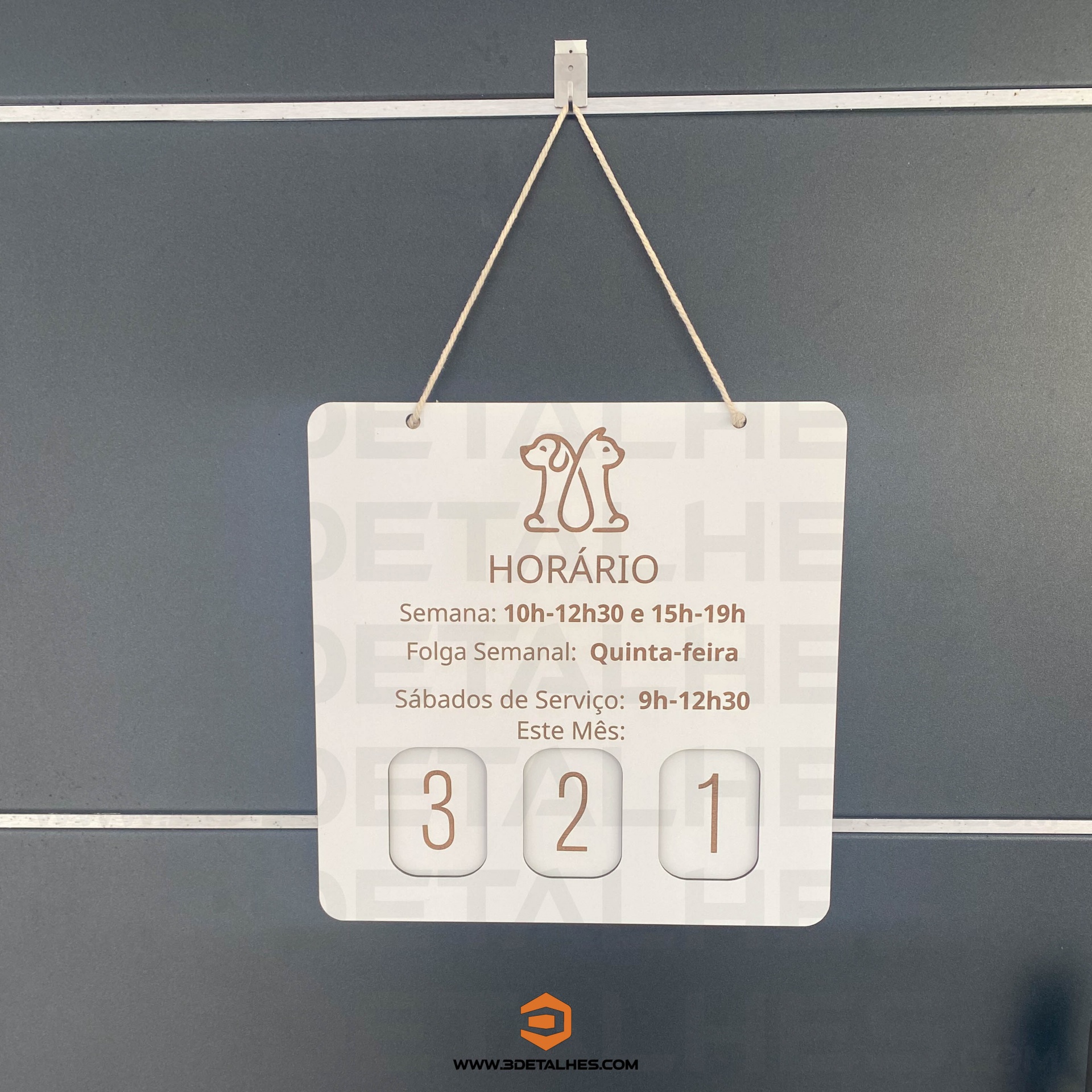 Placa de Horário - Modelo 1