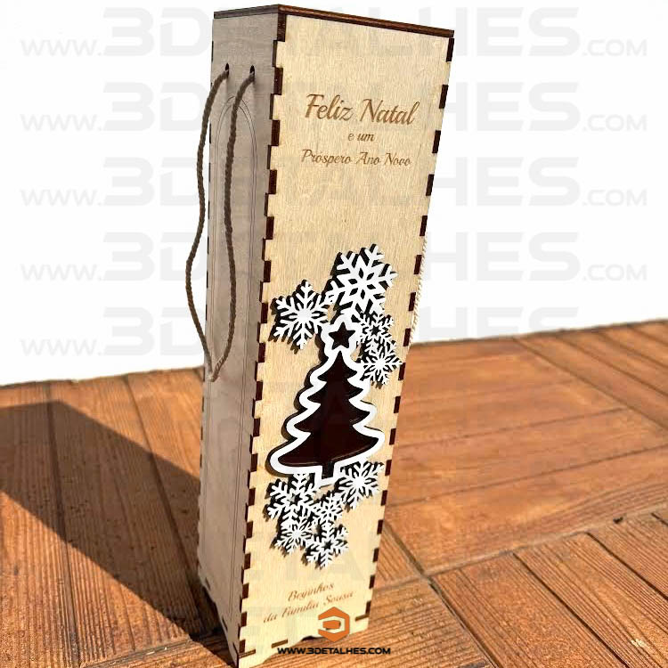 Caixa para Garrafa de Vinho - Natal