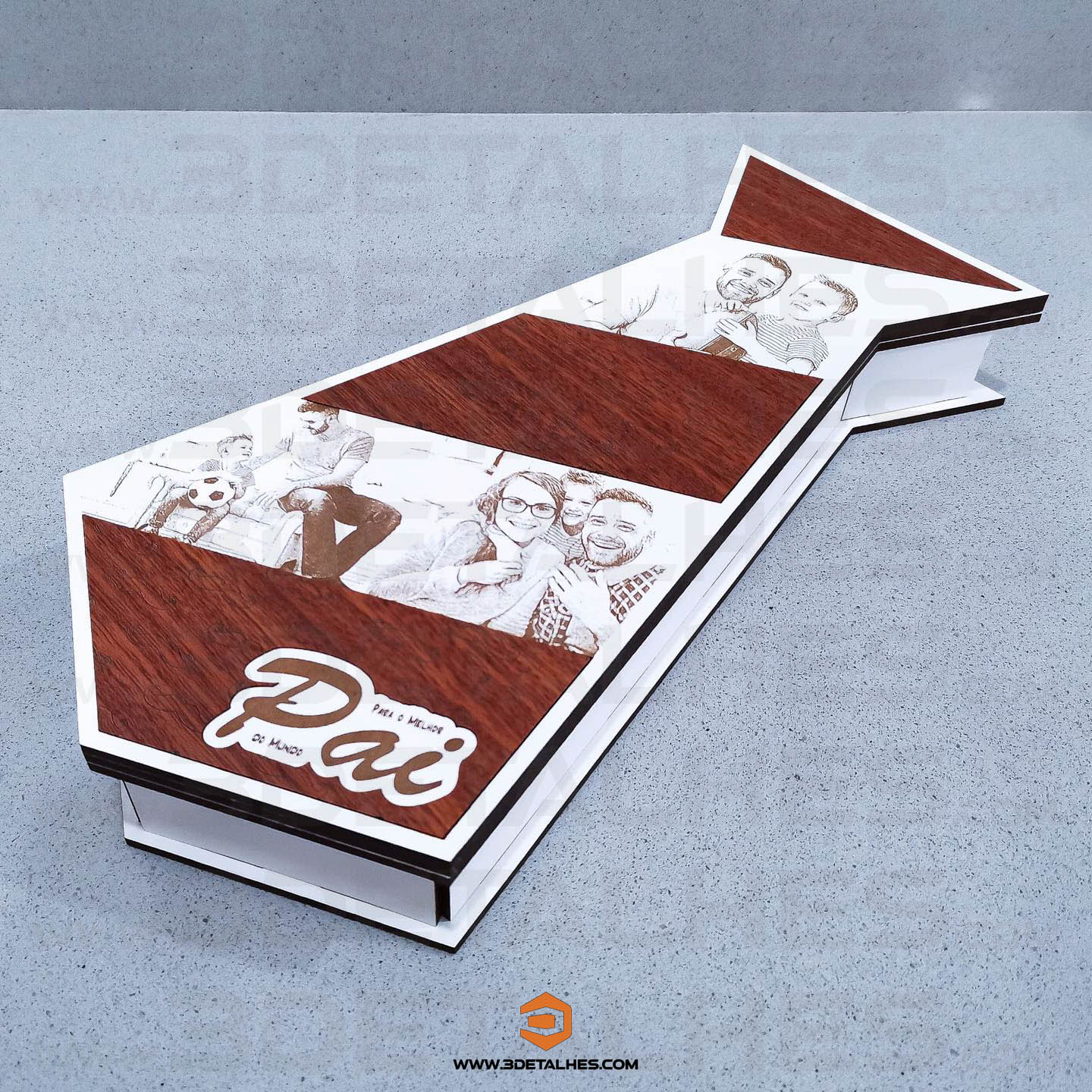 Caixa Gravata com Fotos Dia do Pai