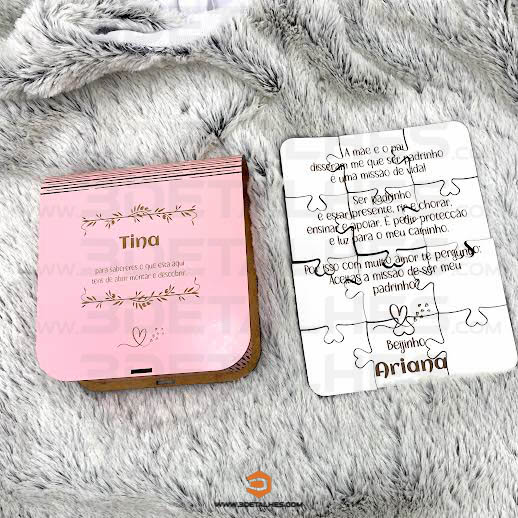 Convite Padrinhos - Puzzle com caixa