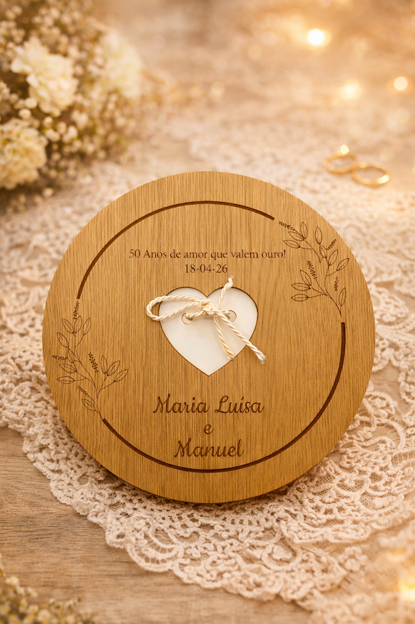 Porta Alianças - Redondo com coração no centro