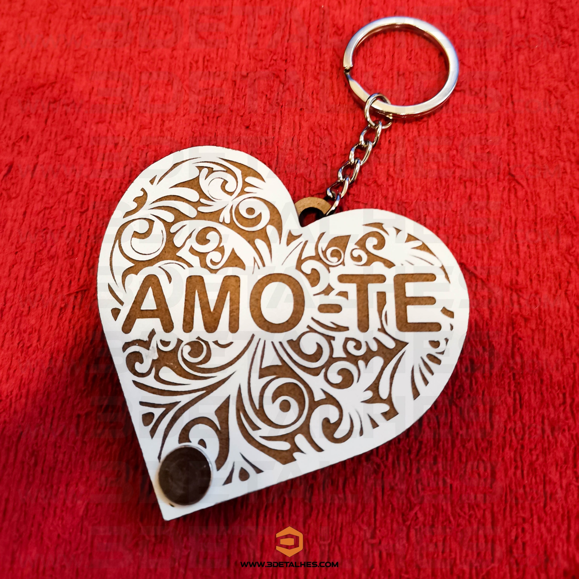 Porta Chave Coração com Foto gravada
