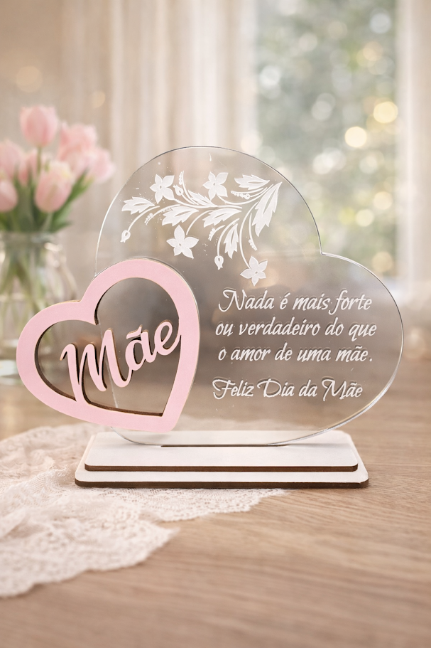 Coração em Acrílico - Mãe