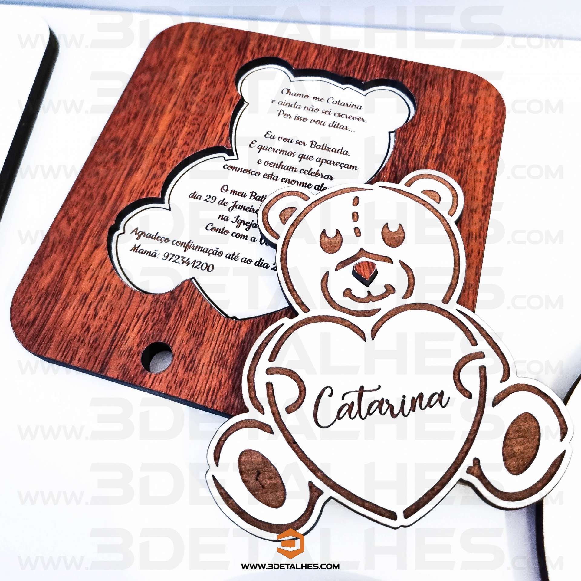 Convite/Lembrança Ursinho com Coração