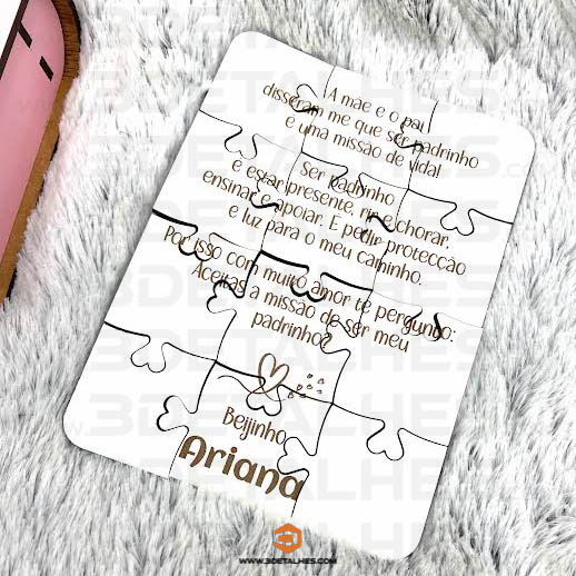 Convite Padrinhos - Puzzle com caixa