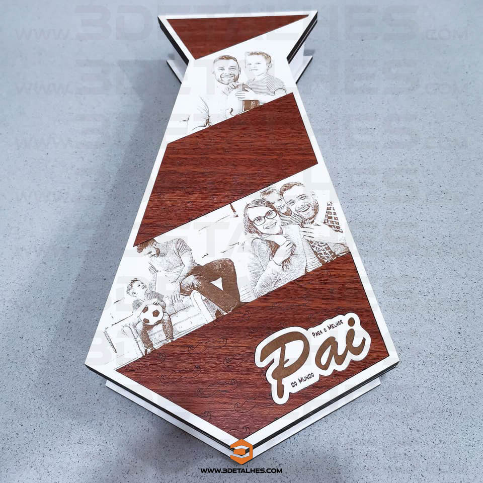 Caixa Gravata com Fotos Dia do Pai
