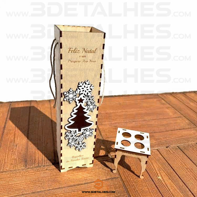 Caixa para Garrafa de Vinho - Natal