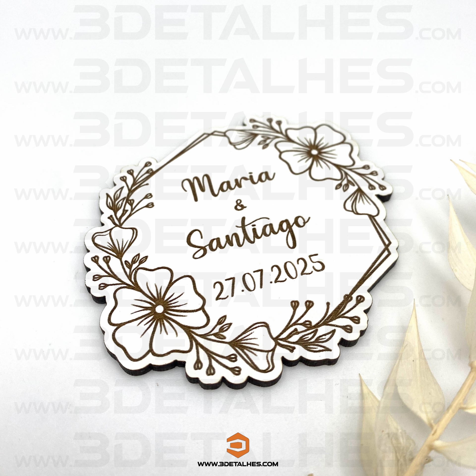 Lembrança Hexágono Floral (Íman)