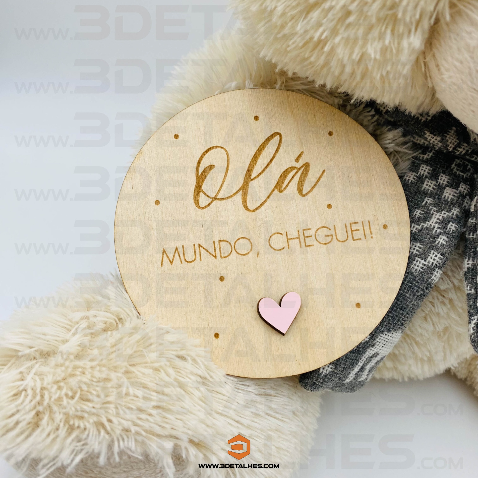 Placa Olá Mundo! Coração