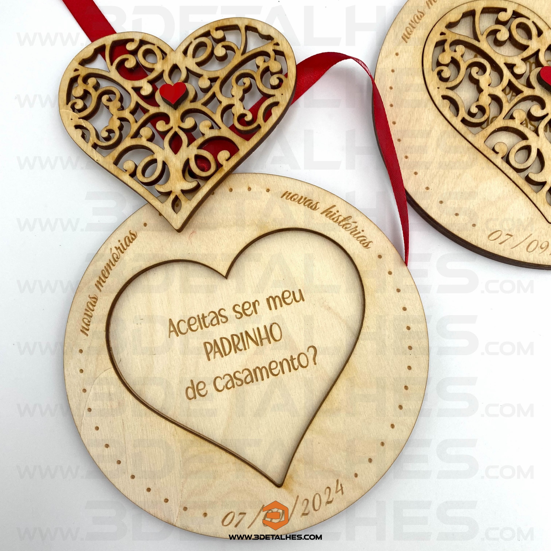 Convite Padrinhos Coração