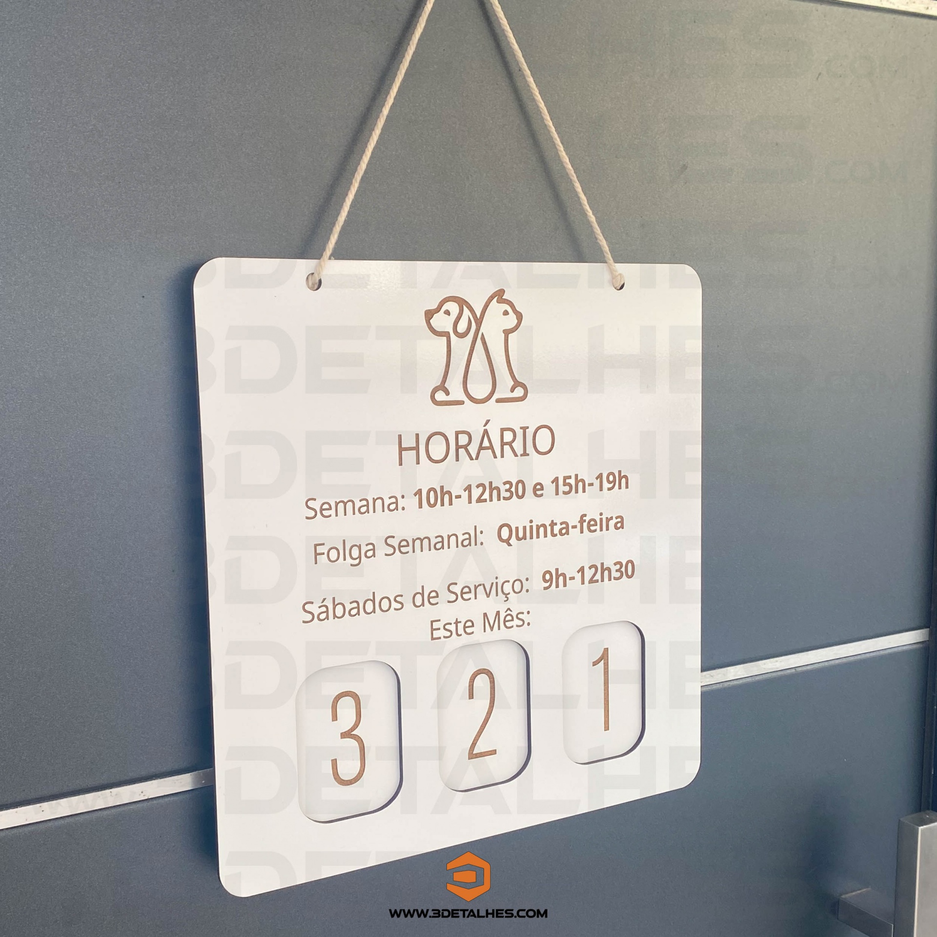 Placa de Horário - Modelo 1
