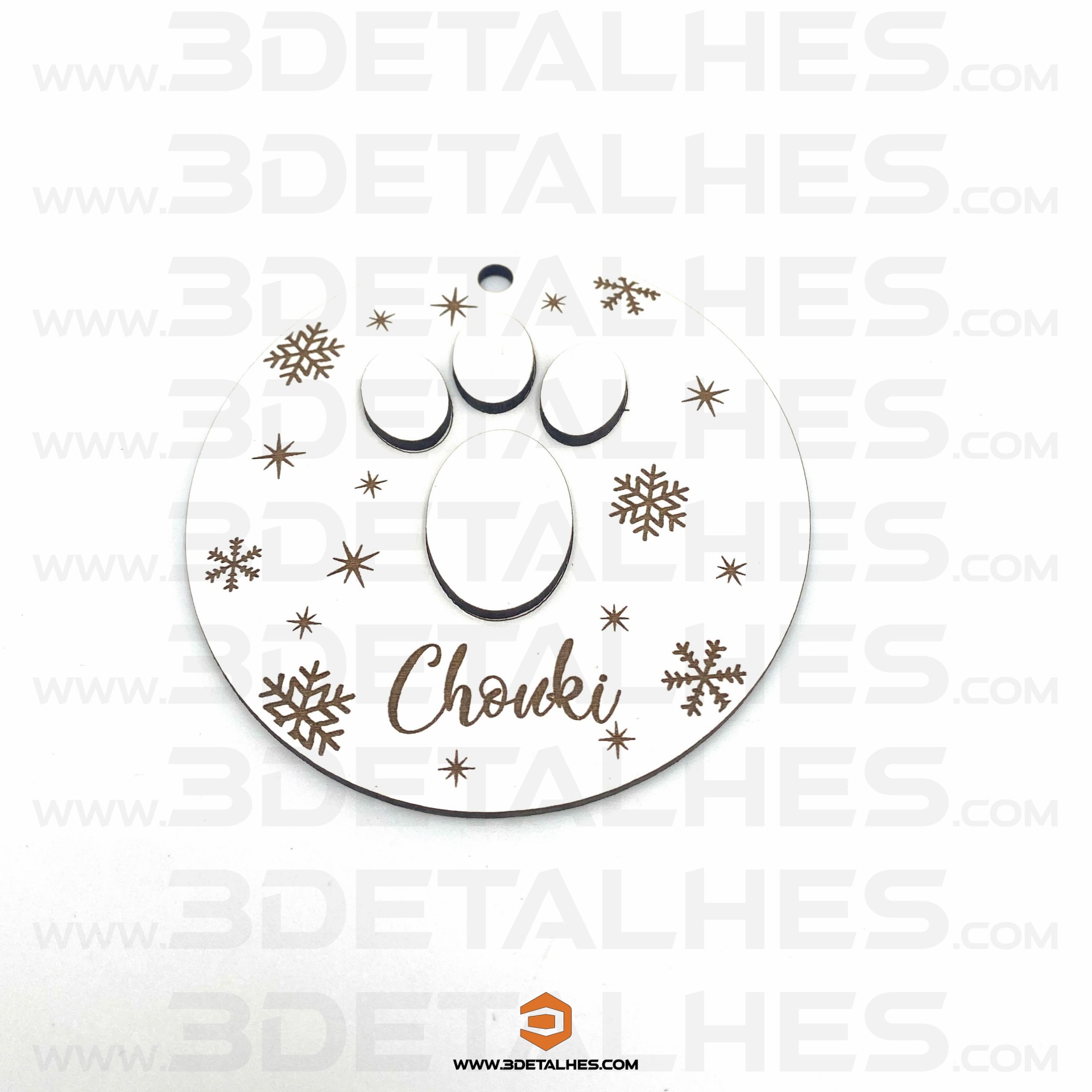 Bola de Natal com Patinha e Nome