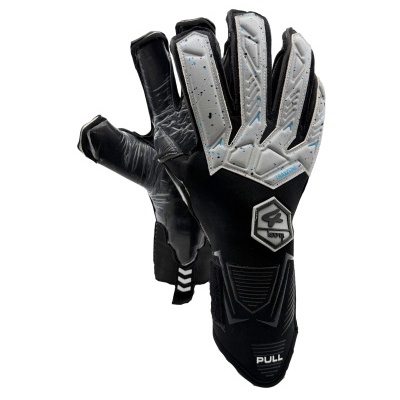 Luvas para guarda-redes pretas e cinza com detalhes azuis