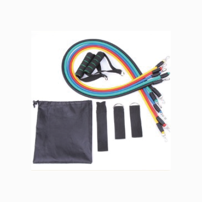 Kit de bandas elásticas de resistência multicoloridas com pegadores e saco preto
