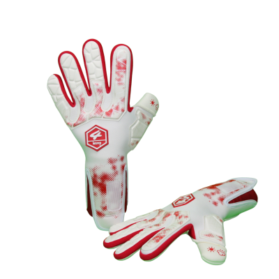 Luvas desportivas brancas e vermelhas com logo 4 KEEP